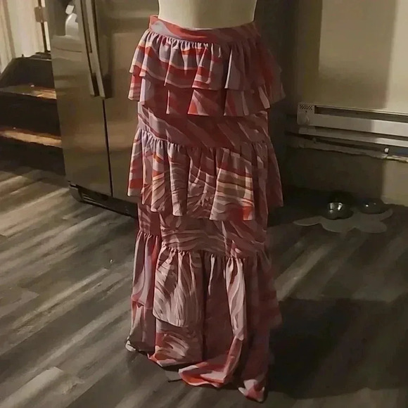 ONE33 SOCIAL PURPLE MULTI ZEBRA TIERED SKIRT SIZE 8 - Picture 3 of 6